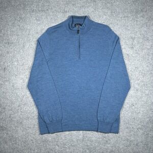 Joseph A Bank 1/4 Zip Sweater Mens‎ Size 2XL Blue Traveler Merino Wool Pullover